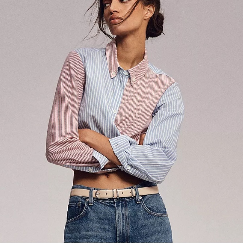 Anthropologie Maeve Two-Tone Wrap Shirt Size Medium